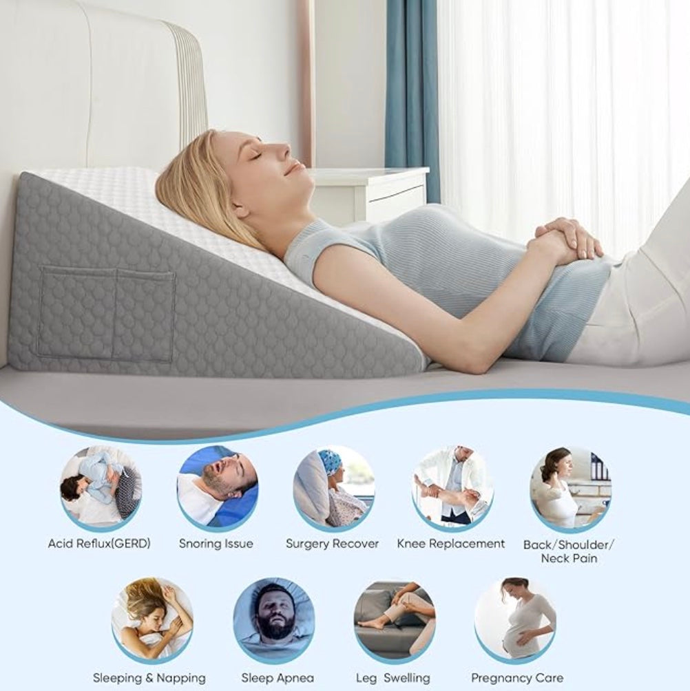 The Hiquo Wedge Pillow + Free 100% Light Blocking Sleep Mask