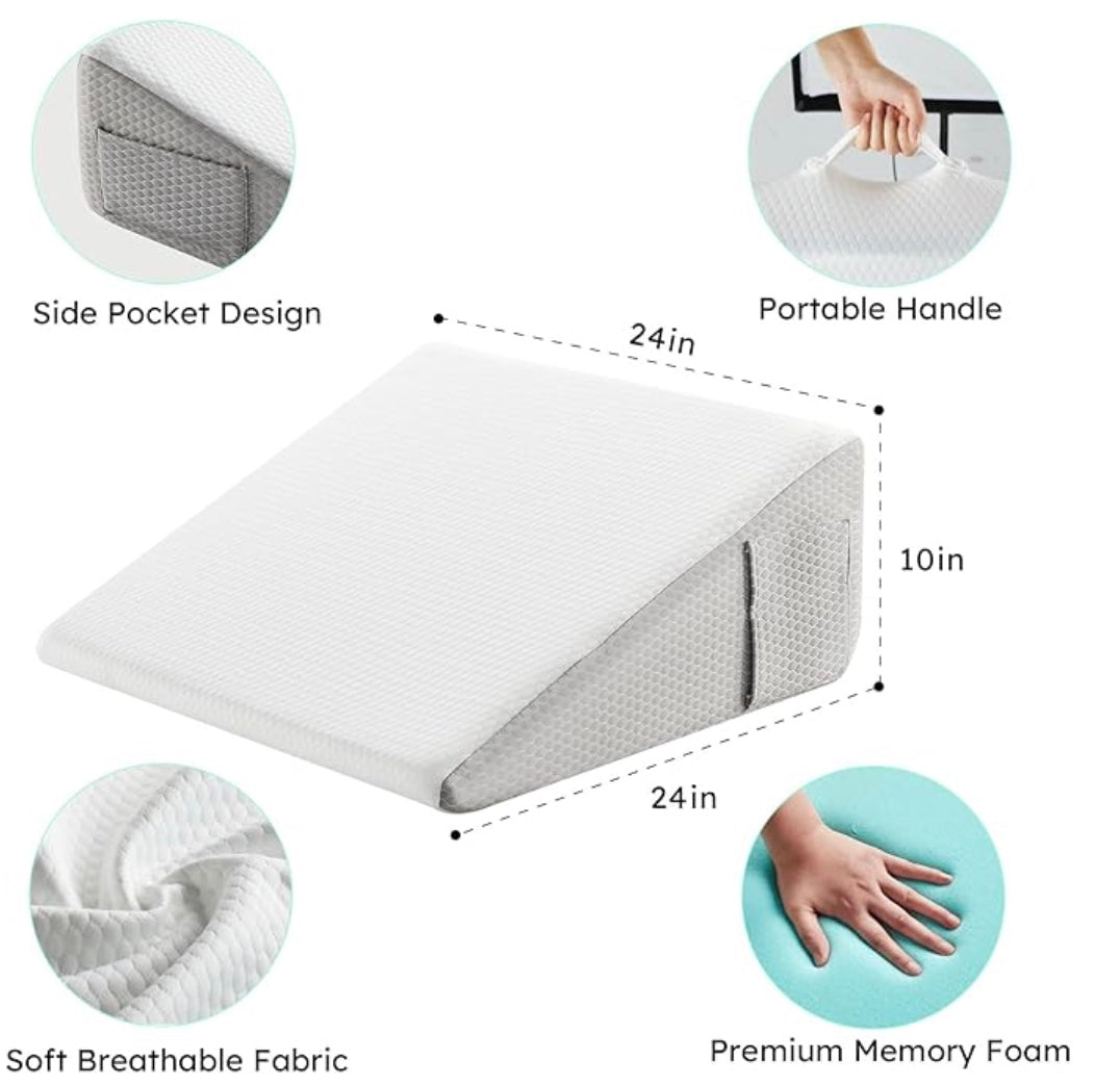 The Hiquo Wedge Pillow + Free 100% Light Blocking Sleep Mask