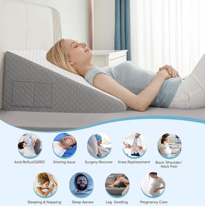 The Hiquo Wedge Pillow + Free 100% Light Blocking Sleep Mask